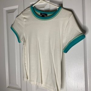 white t-shirt with green accents